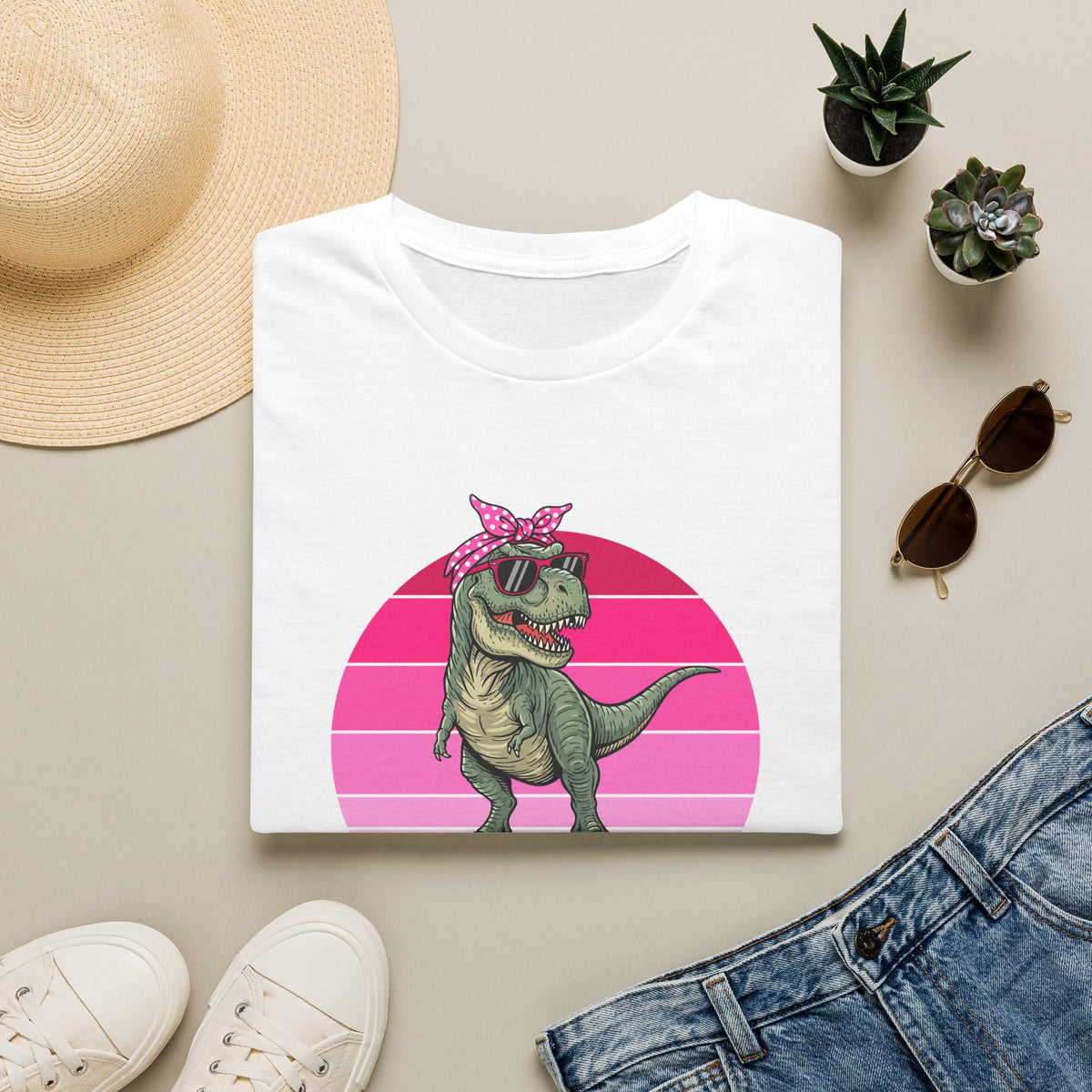 Personalized Cat T-Shirt — Mamasaurus Illustration (Add Name)