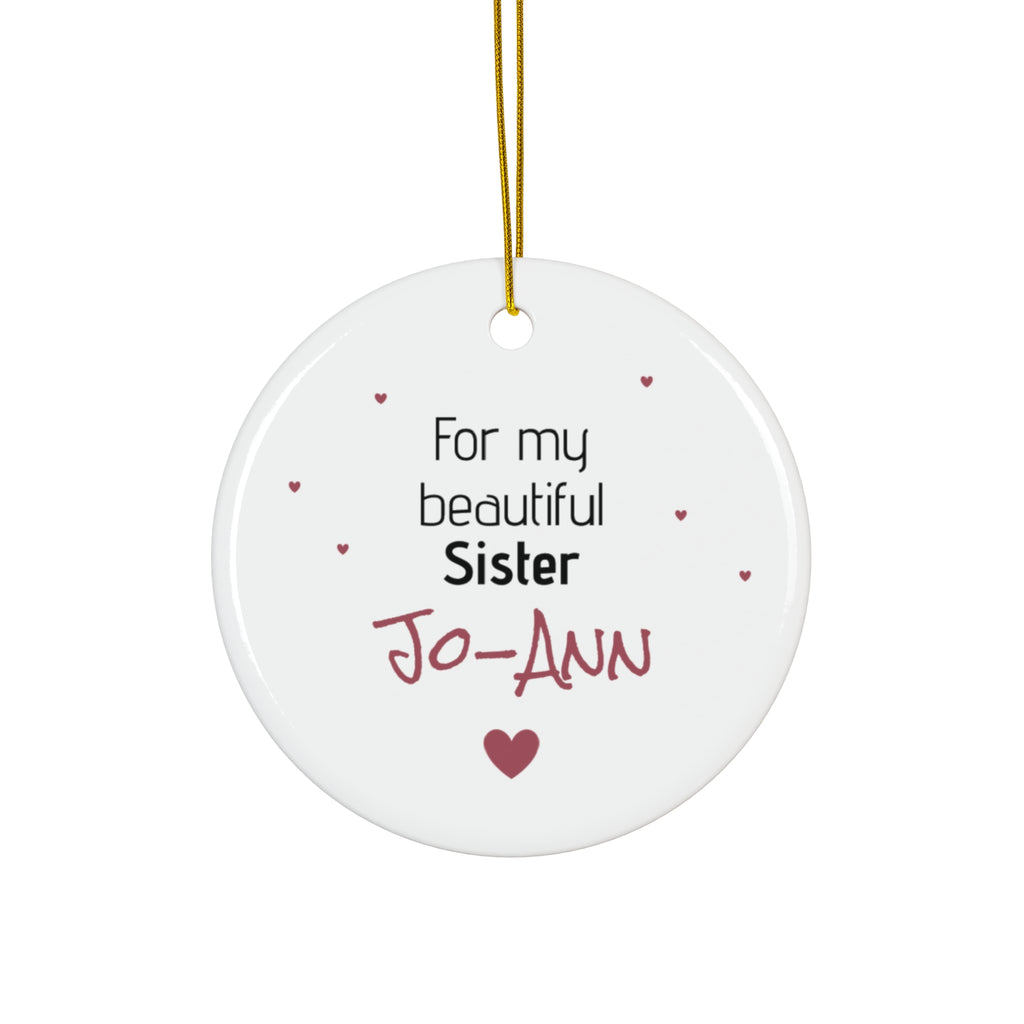 Ceramic Ornament – “For the Sweetest Aunt Nancy” Personalized Holiday Keepsake