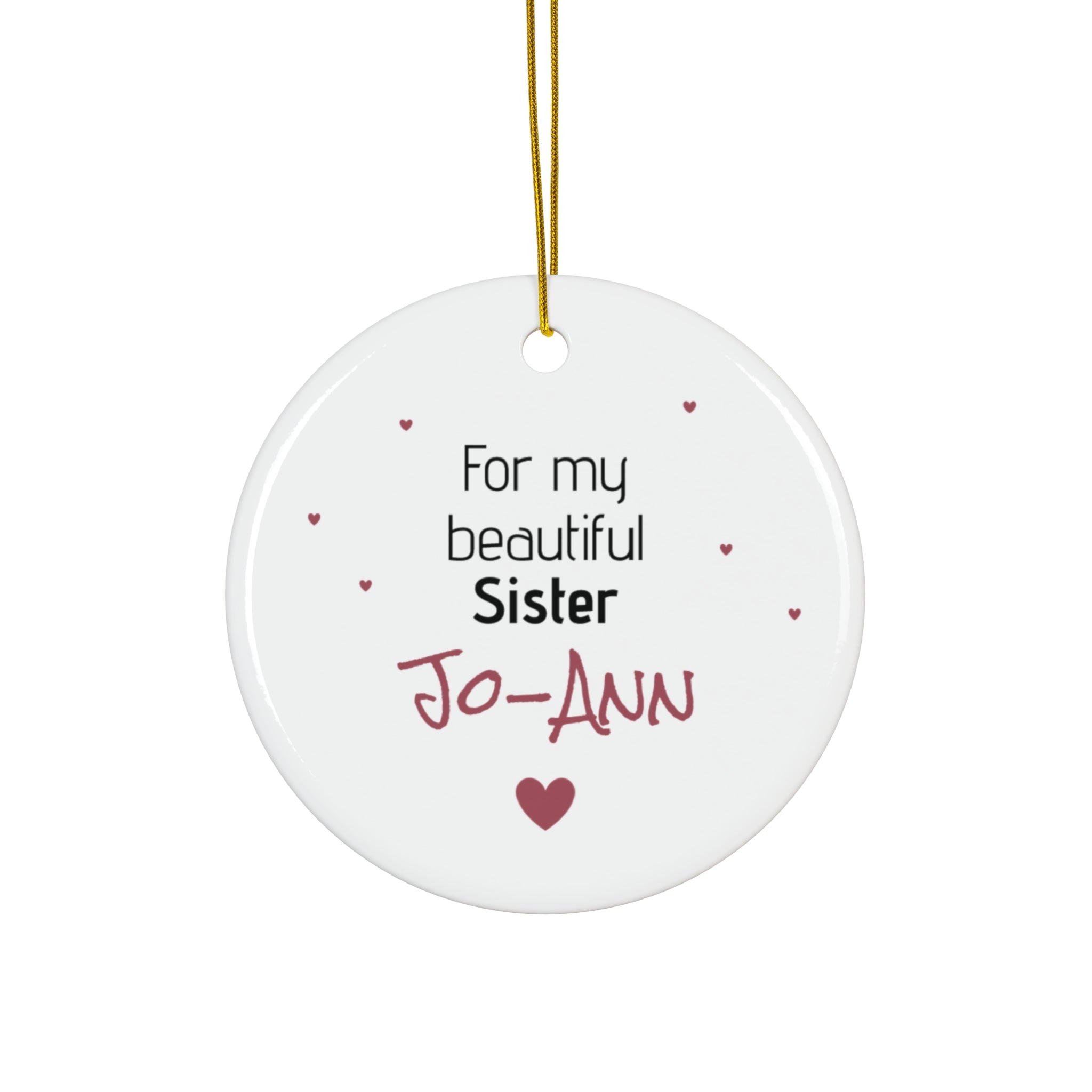 Ceramic Ornament – “For the Sweetest Aunt Nancy” Personalized Holiday Keepsake