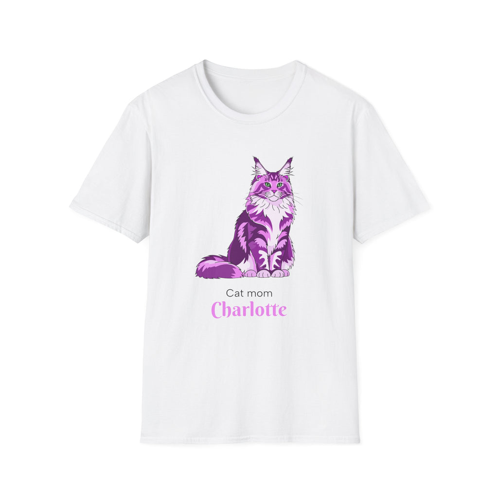 Personalized Cat T-Shirt — Main Coon Illustration (Add Name)