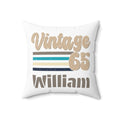 Vintage 65 Birthday Pillow Personalized With Name, Custom 65th Birthday Gift, Retro Style Cushion, Spun Polyester Square Pillow