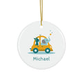 Personalized Baby Ornament — Cute Animal Car Ceramic Holiday Keepsake (Custom Name)