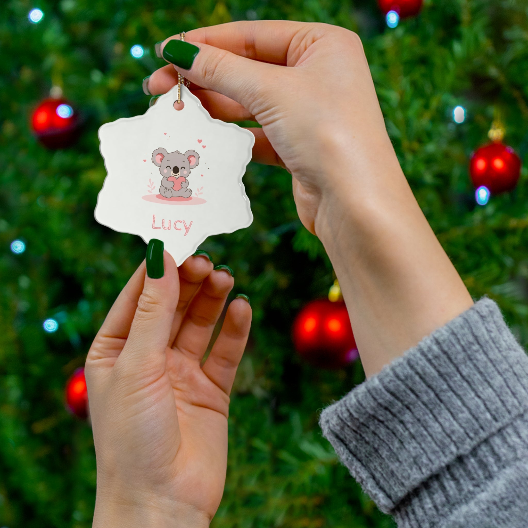 Koala Holding Heart Ceramic Ornament — Cute Baby Nursery & Valentine Keepsake