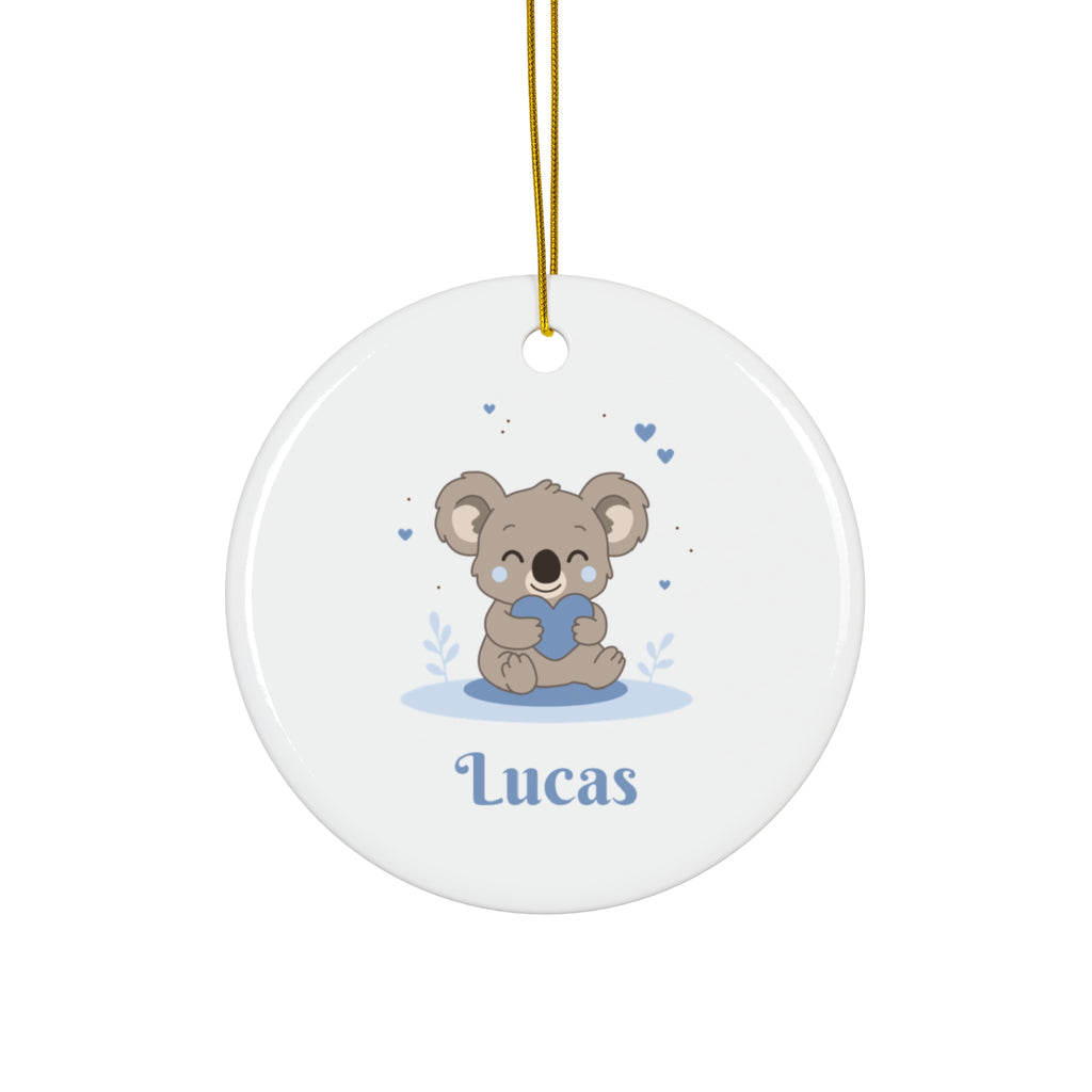Personalized Baby Ornament — Cute Animal Car Ceramic Holiday Keepsake (Custom Name)