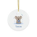 Personalized Baby Ornament — Cute Animal Car Ceramic Holiday Keepsake (Custom Name)