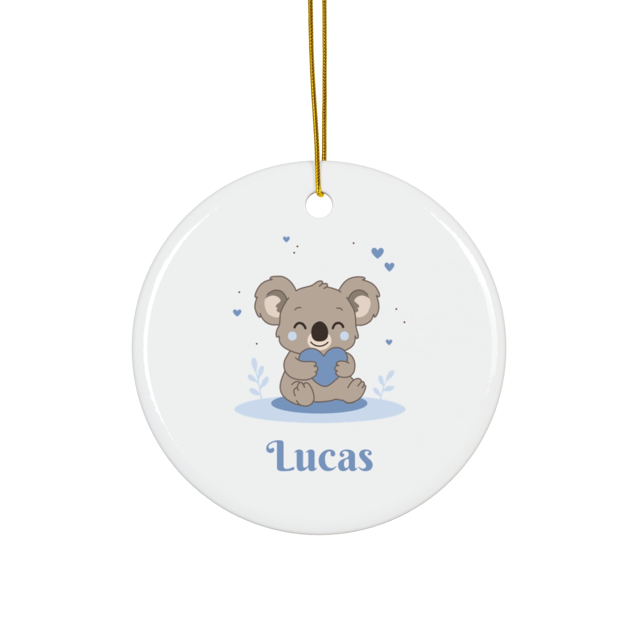 Personalized Baby Ornament — Cute Animal Car Ceramic Holiday Keepsake (Custom Name)