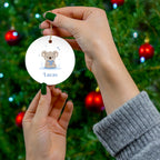 Personalized Baby Ornament — Cute Animal Car Ceramic Holiday Keepsake (Custom Name)