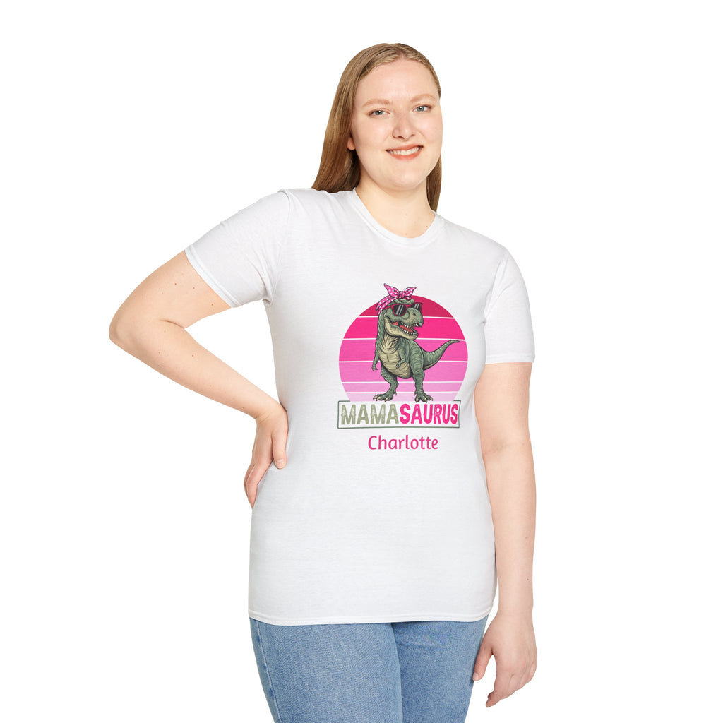 Personalized Cat T-Shirt — Mamasaurus Illustration (Add Name)